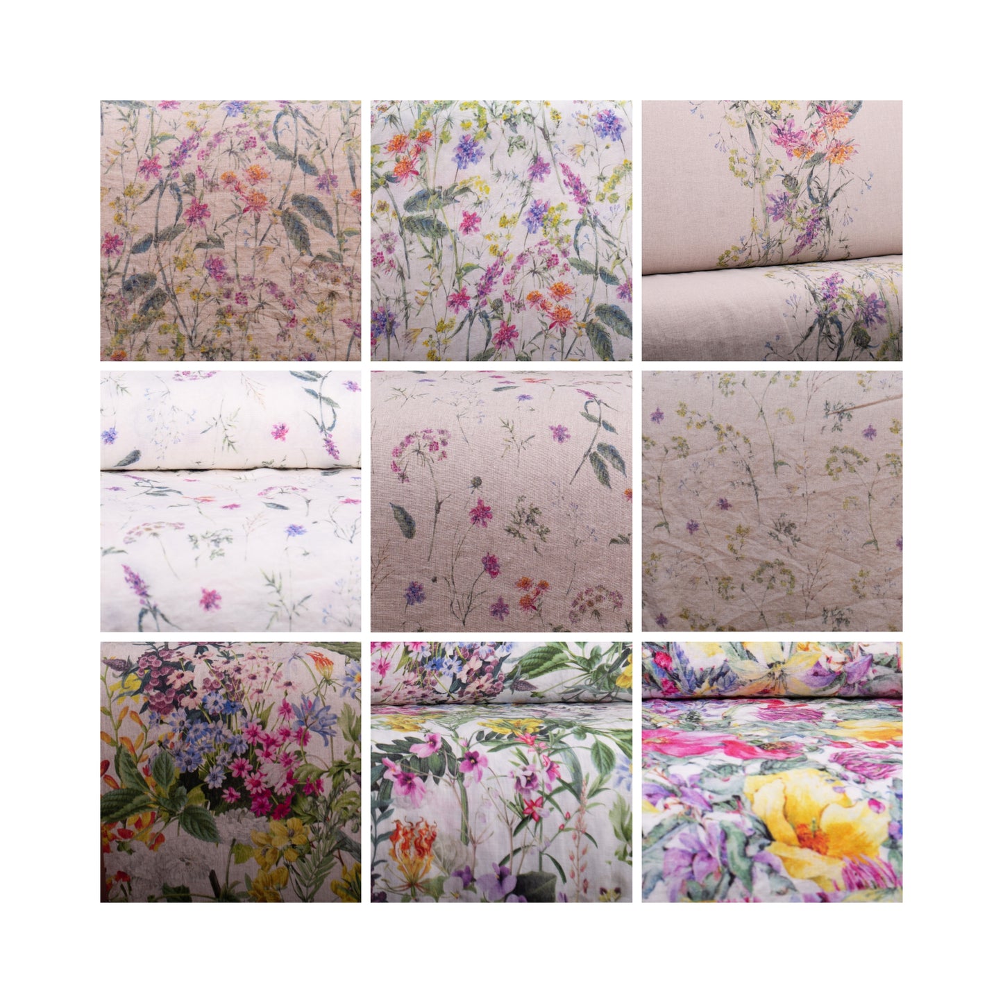Linen Fabric Swatches | Digital Floral Prints