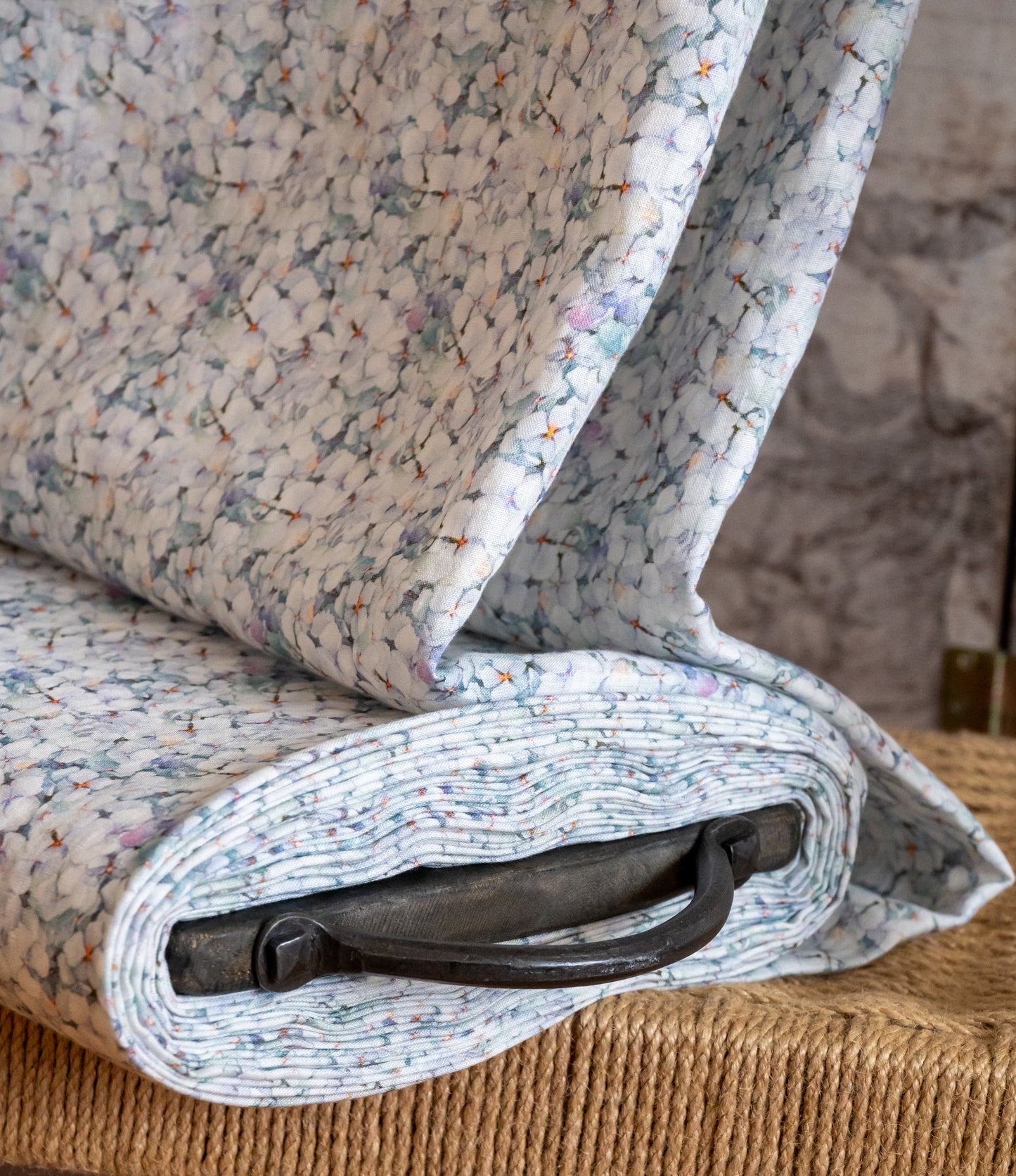 Linen Fabric Hydrangea Print
