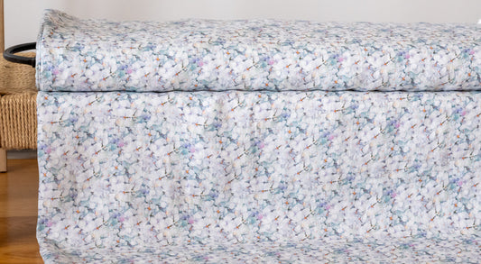 Linen Fabric Hydrangea Print