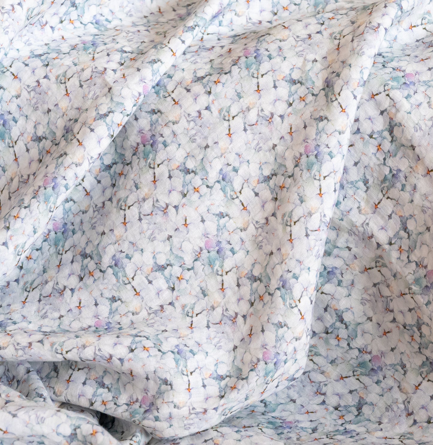 Linen Fabric Hydrangea Print