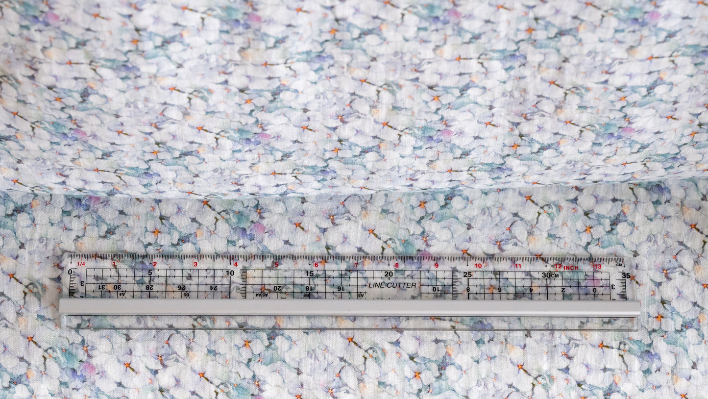 Linen Fabric Hydrangea Print