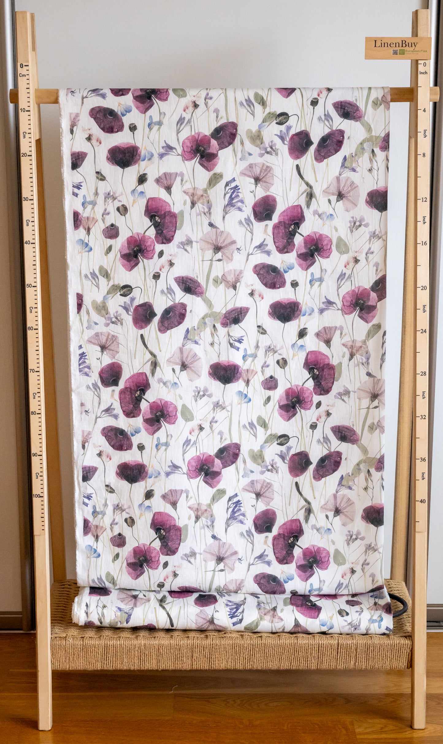 Linen Fabric Poppy Field | Dried Flower Print