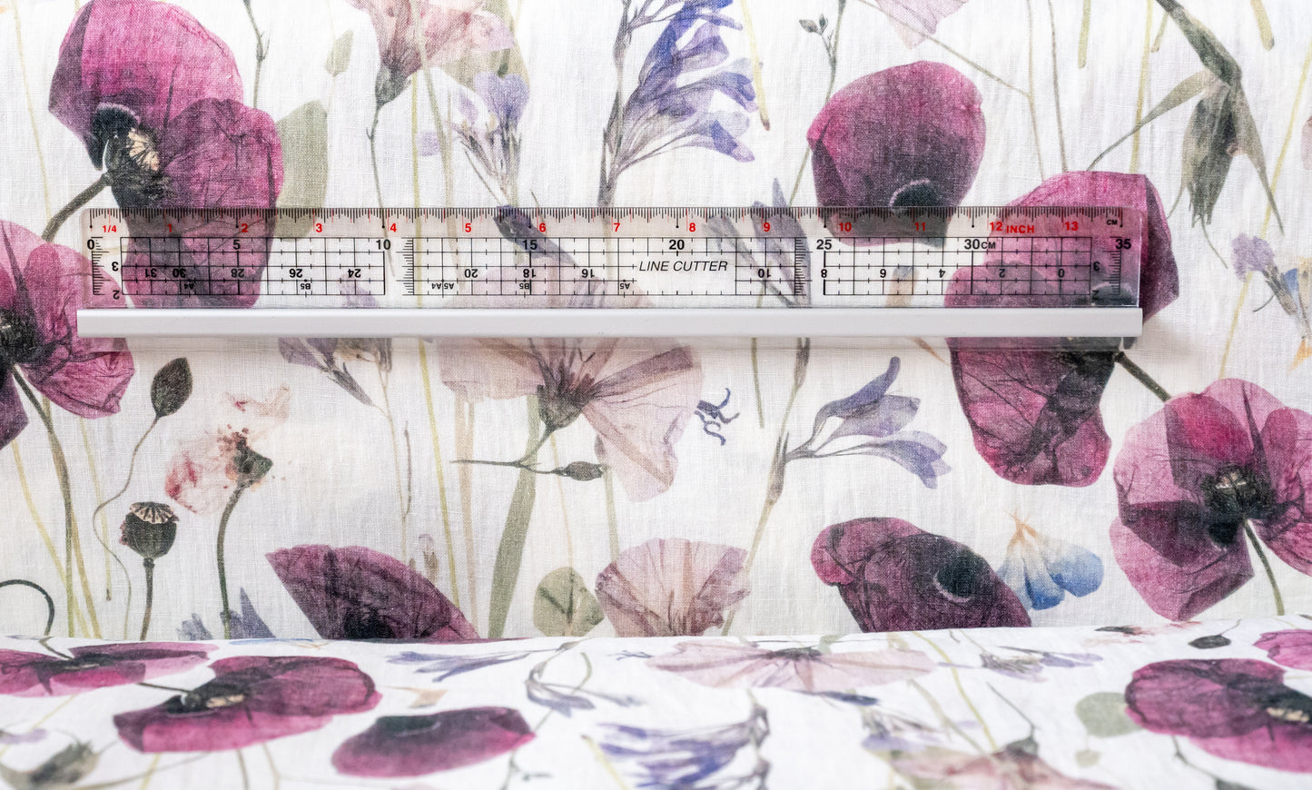 Linen Fabric Poppy Field | Dried Flower Print