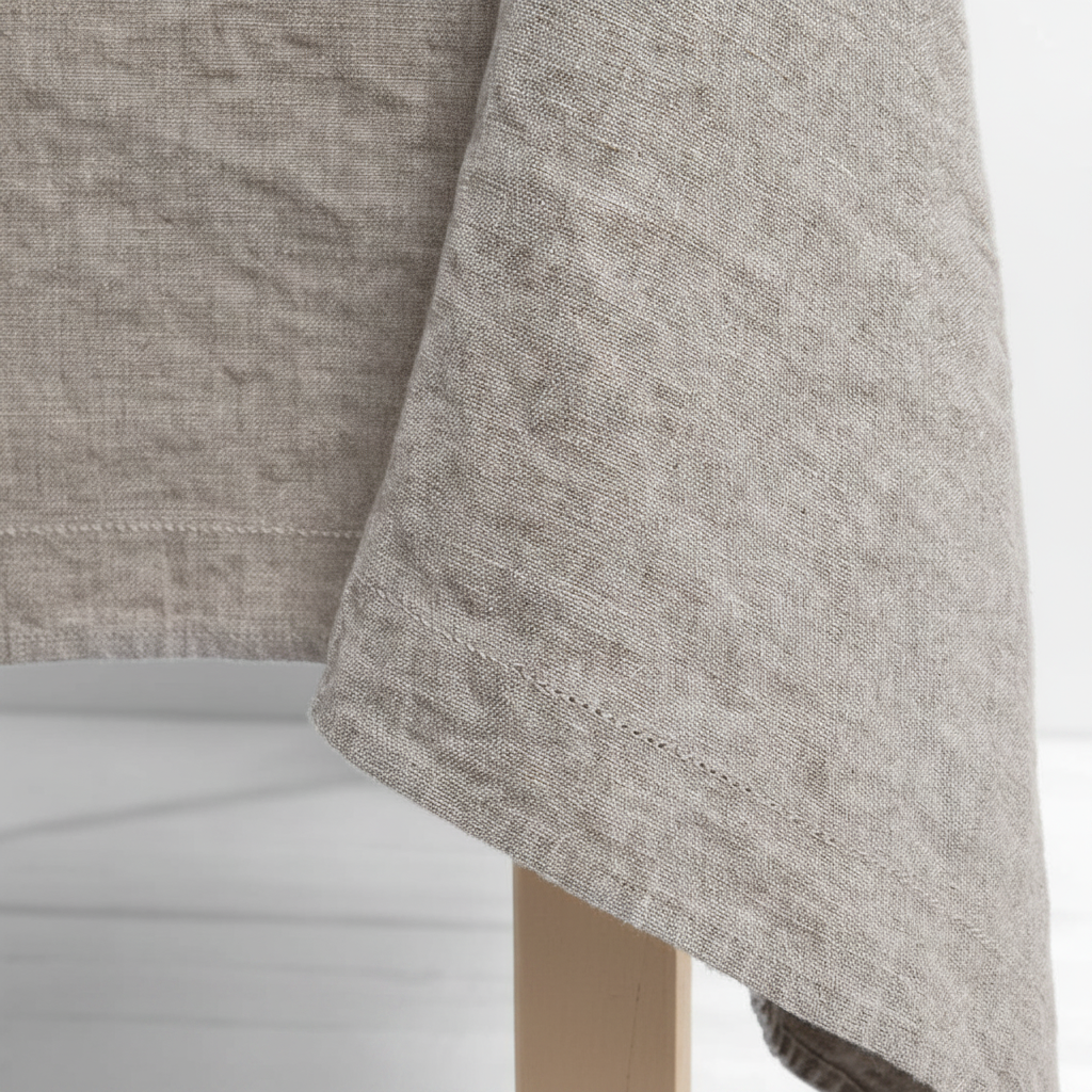 Linen tablecloth —  Washed Linen Tablecloth with Hemstitch  undyed