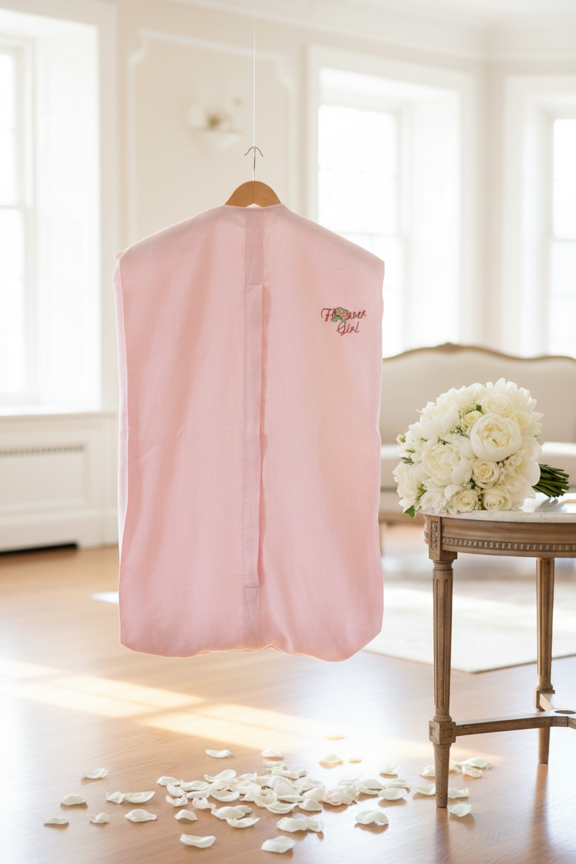 Flower Girl linen garment bag wedding