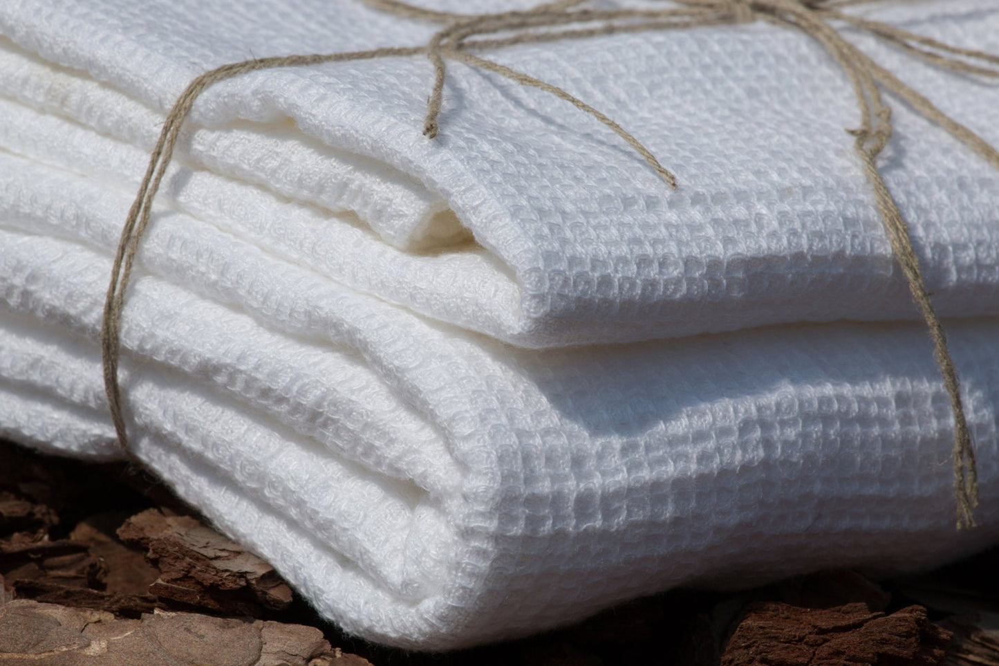 White Linen Waffle Towels | Bath & Beach