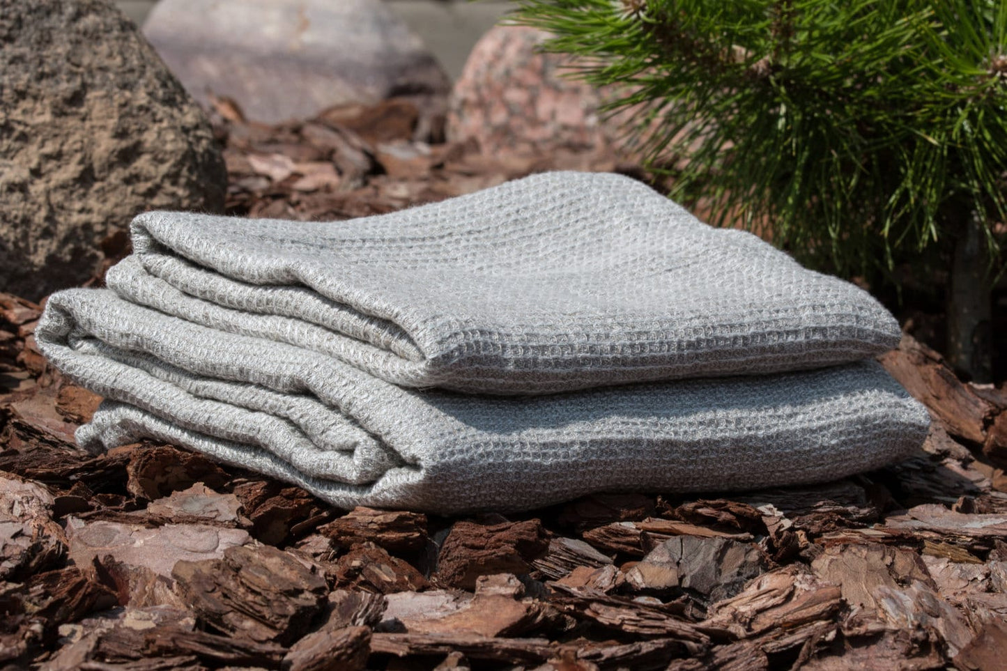 Natural Linen Waffle Towels | Bath & Beach