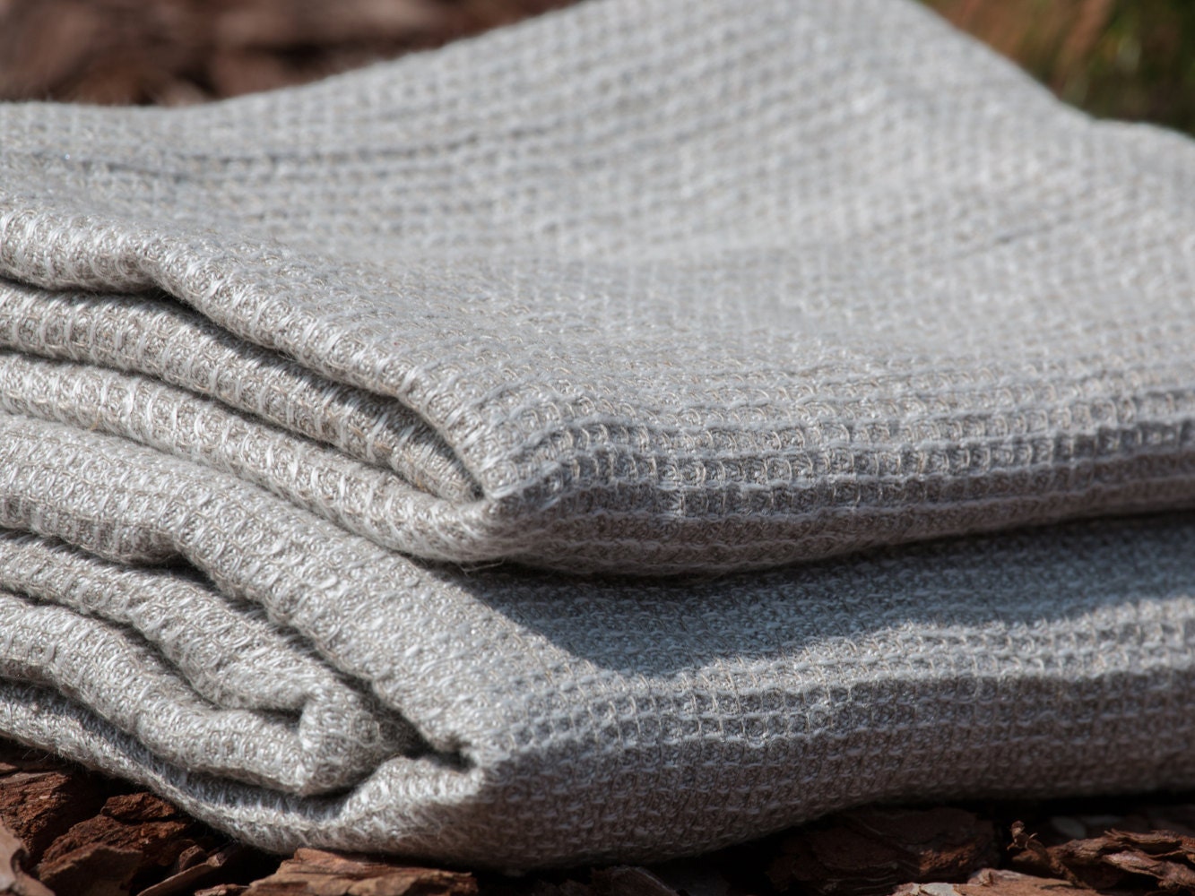 Natural Linen Waffle Towels | Bath & Beach