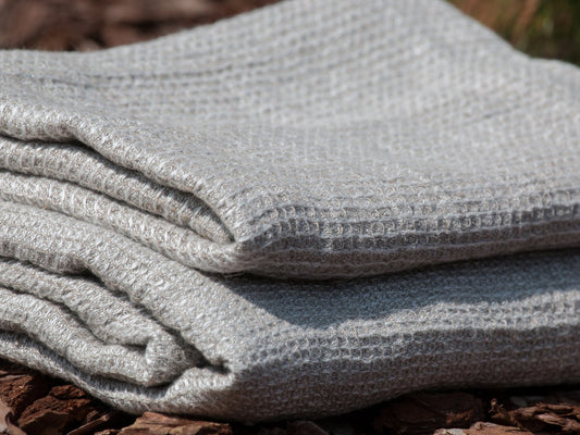 Natural Linen Waffle Towels | Bath & Beach