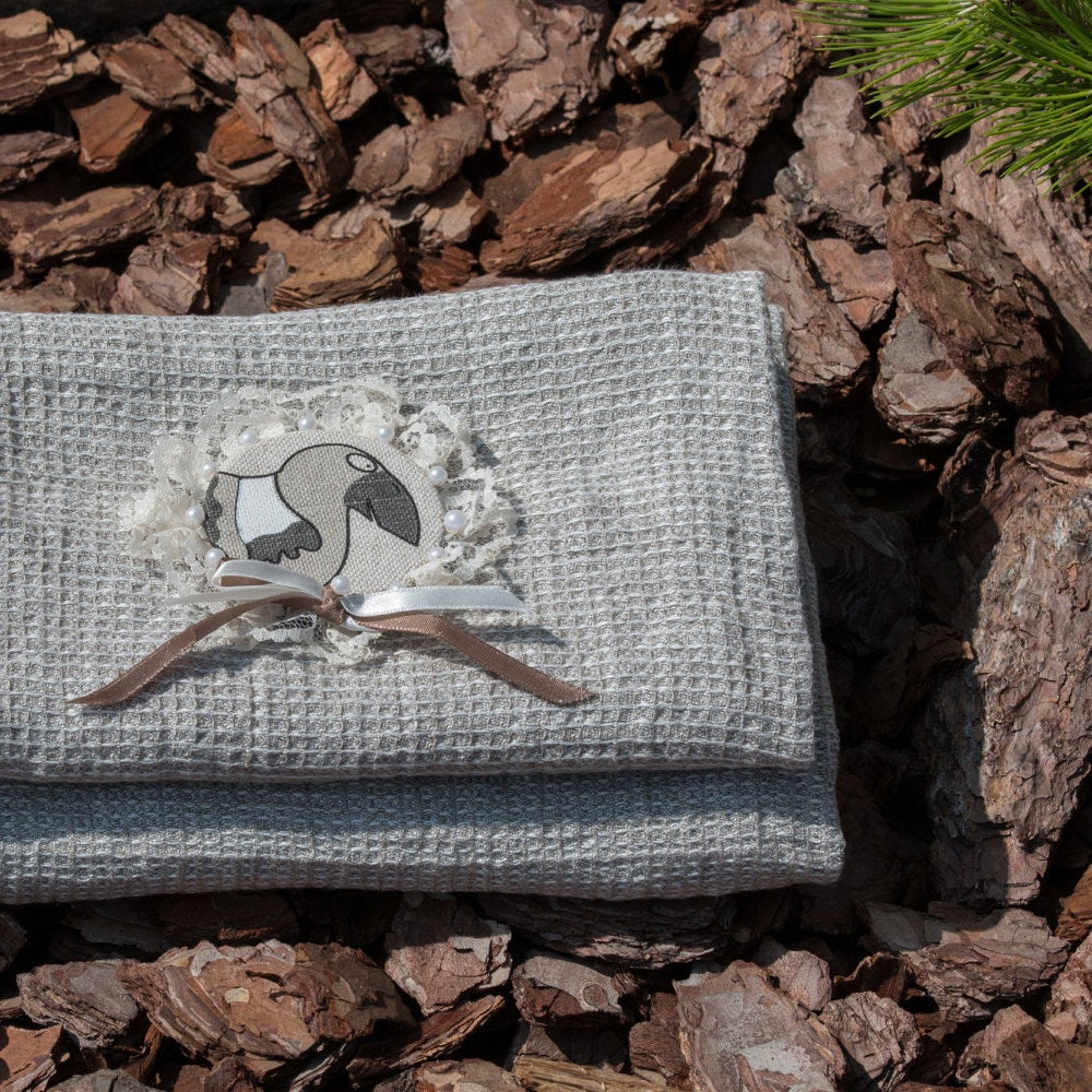 Natural Linen Waffle Towels | Bath & Beach