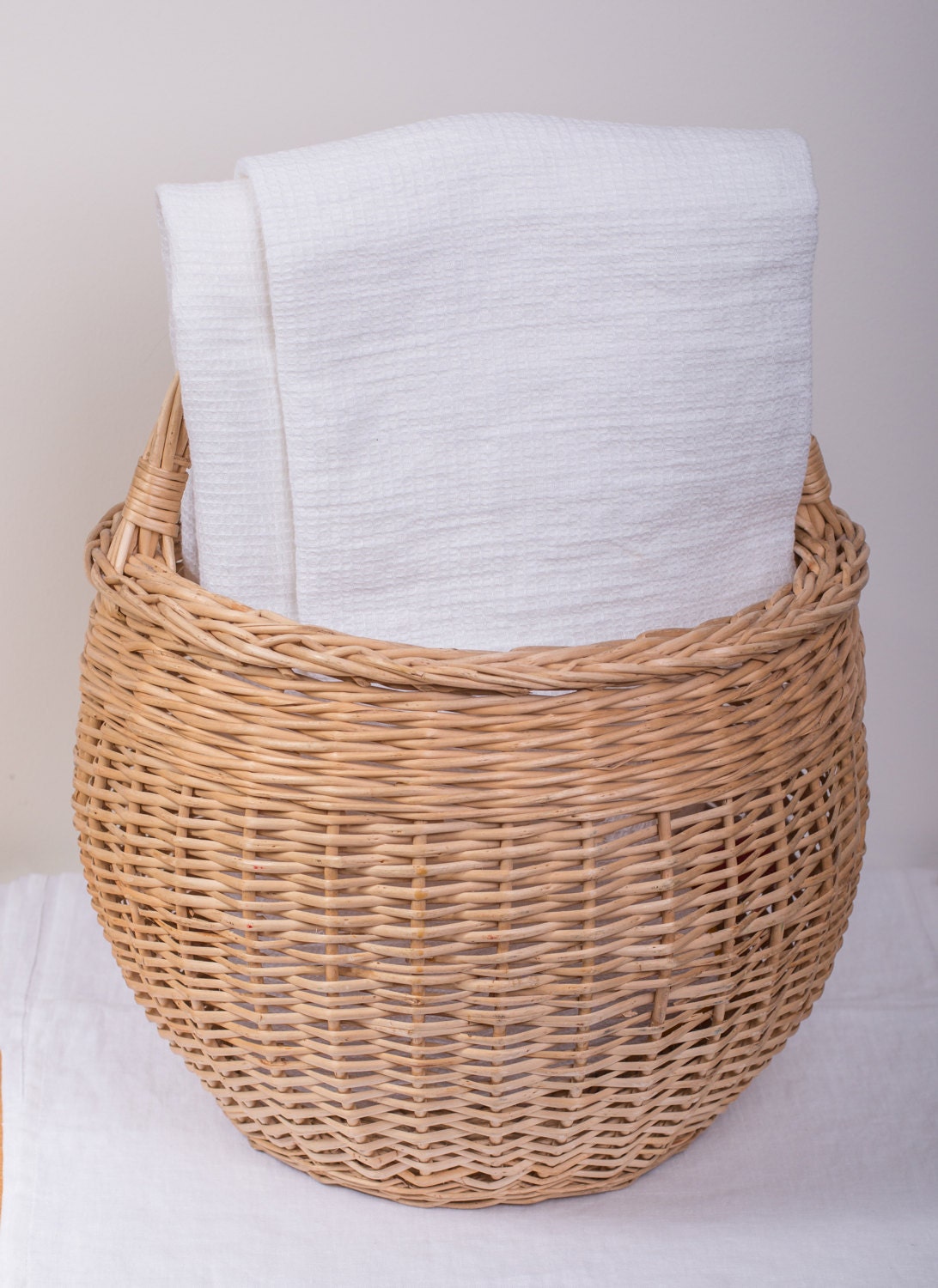 White Linen Waffle Towels | Bath & Beach