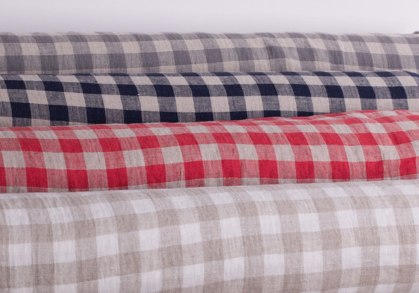 Gingham Checked Linen Fabric Sample