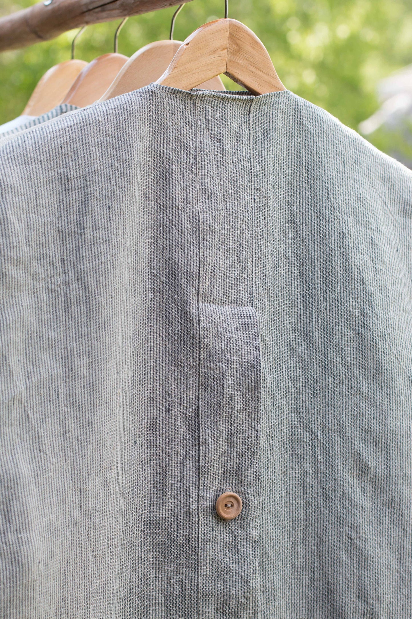 Linen Garment Bag - Natural & Striped