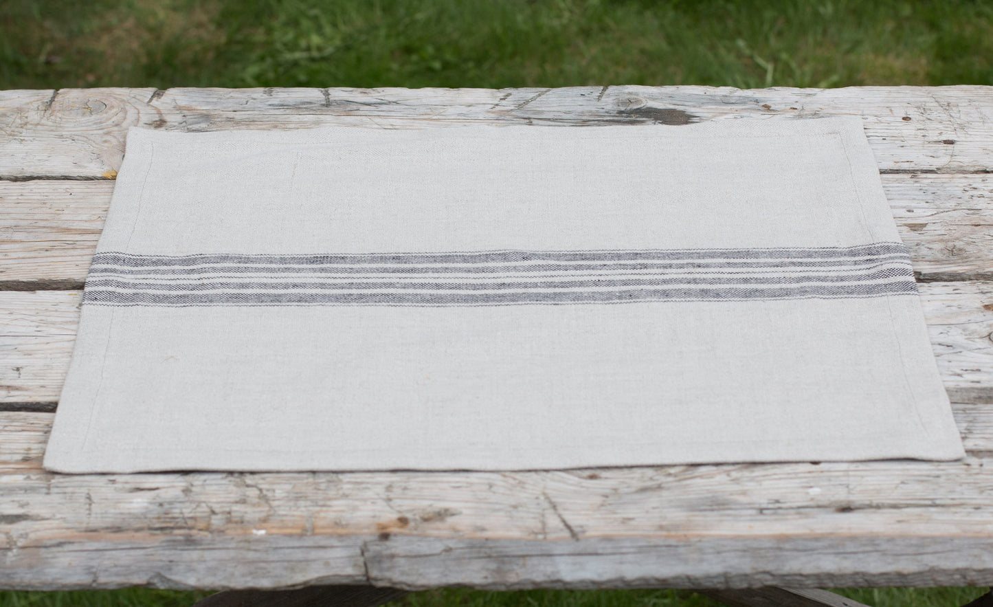 Striped Linen Placemats Set | Undyed Natural