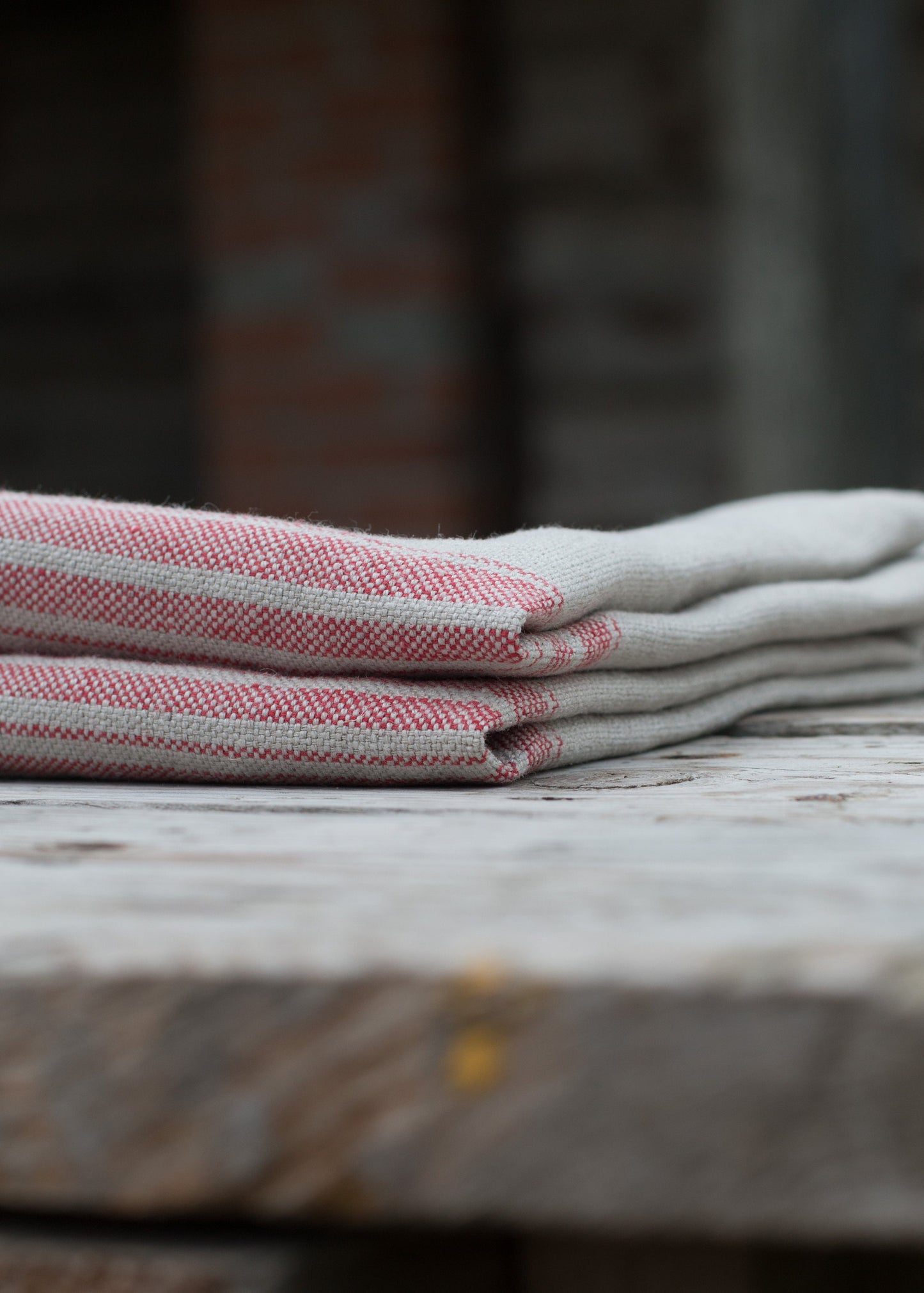 Striped Linen Placemats Set | Undyed Natural