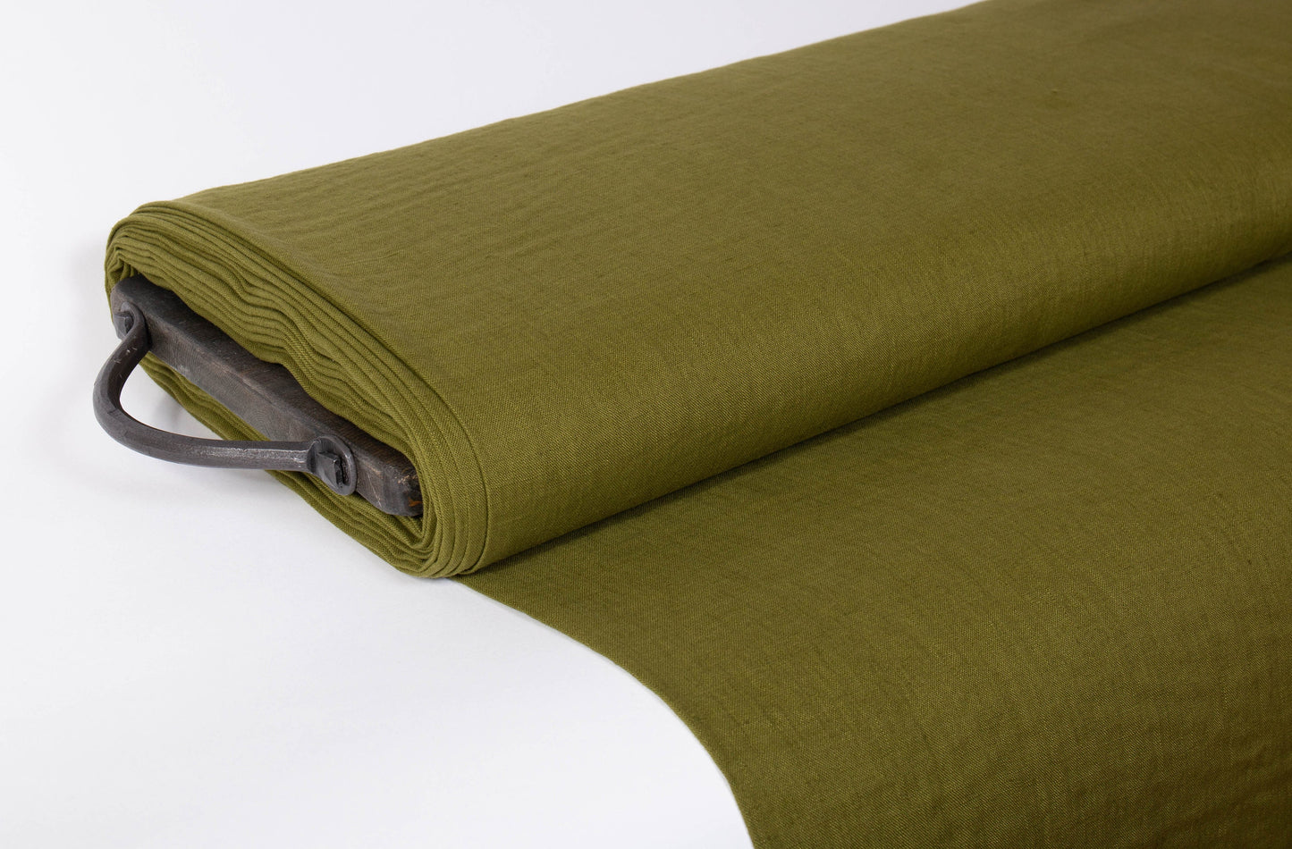 Dark Moss Green Linen Fabric