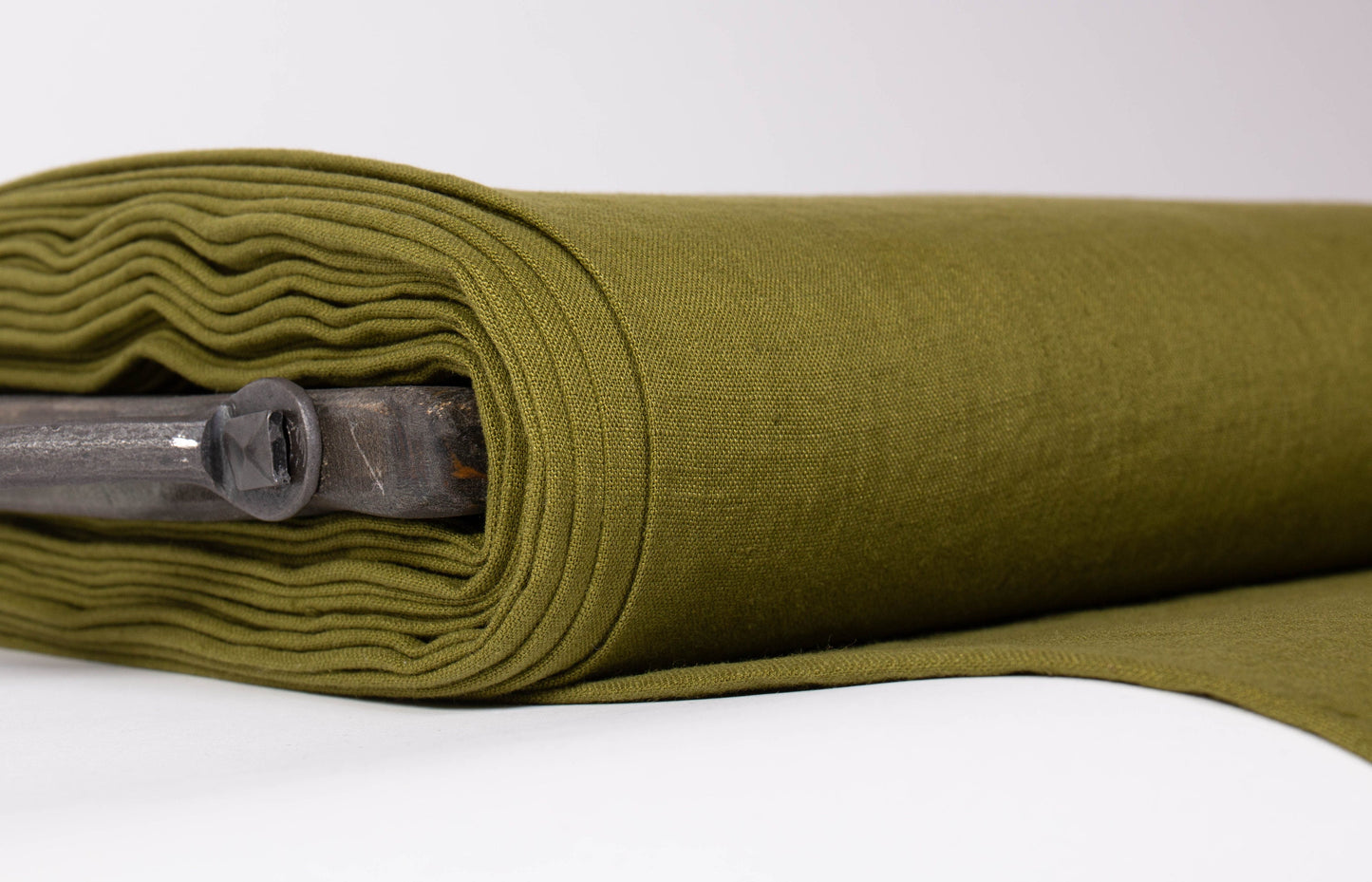Dark Moss Green Linen Fabric