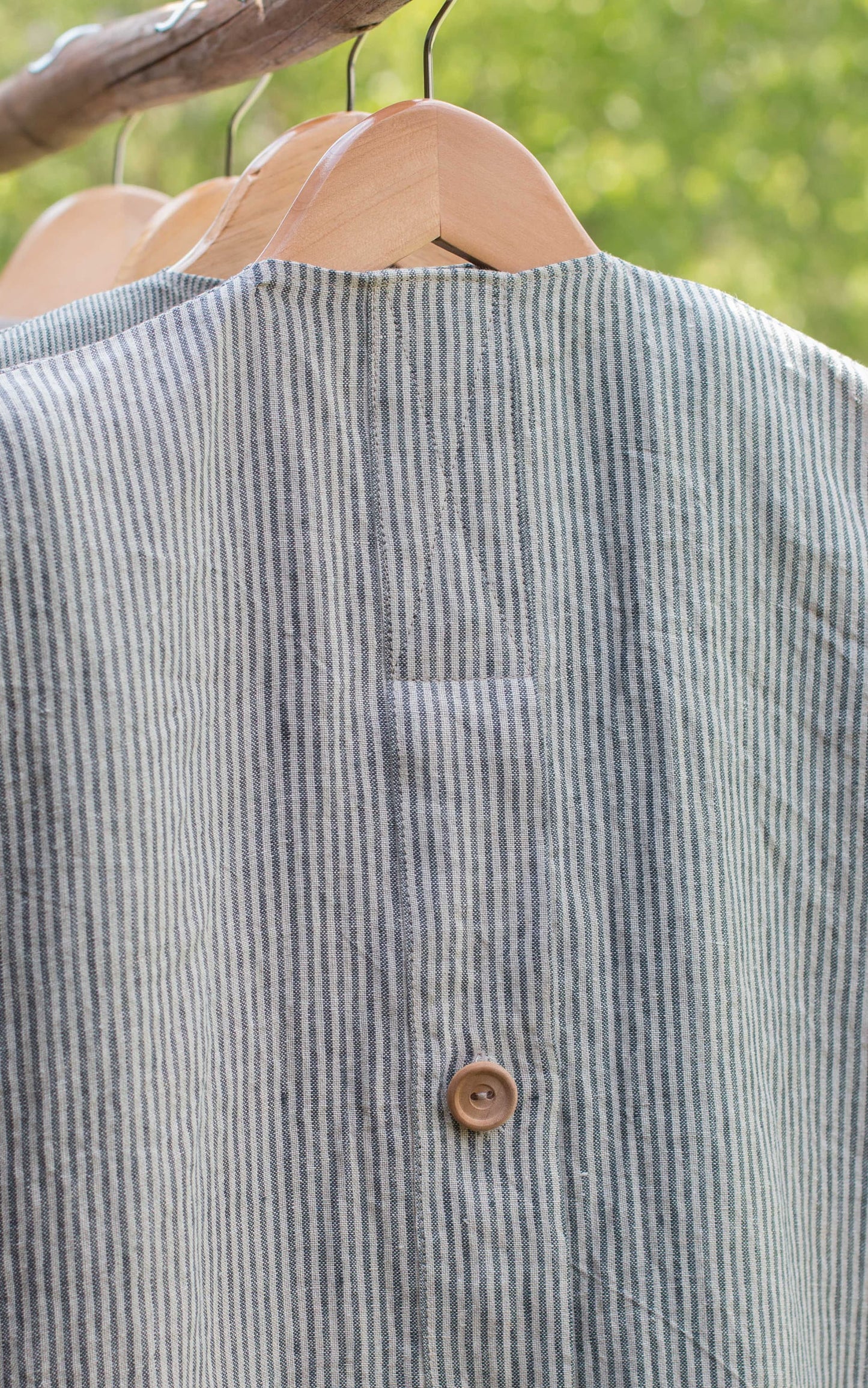 Linen Garment Bag - Narrow Striped Organic Storage