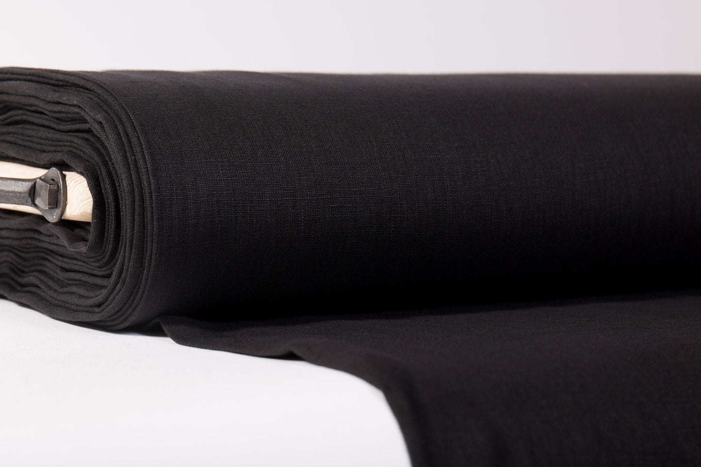 Black Linen Fabric — Washed, Heavyweight (280 gsm)