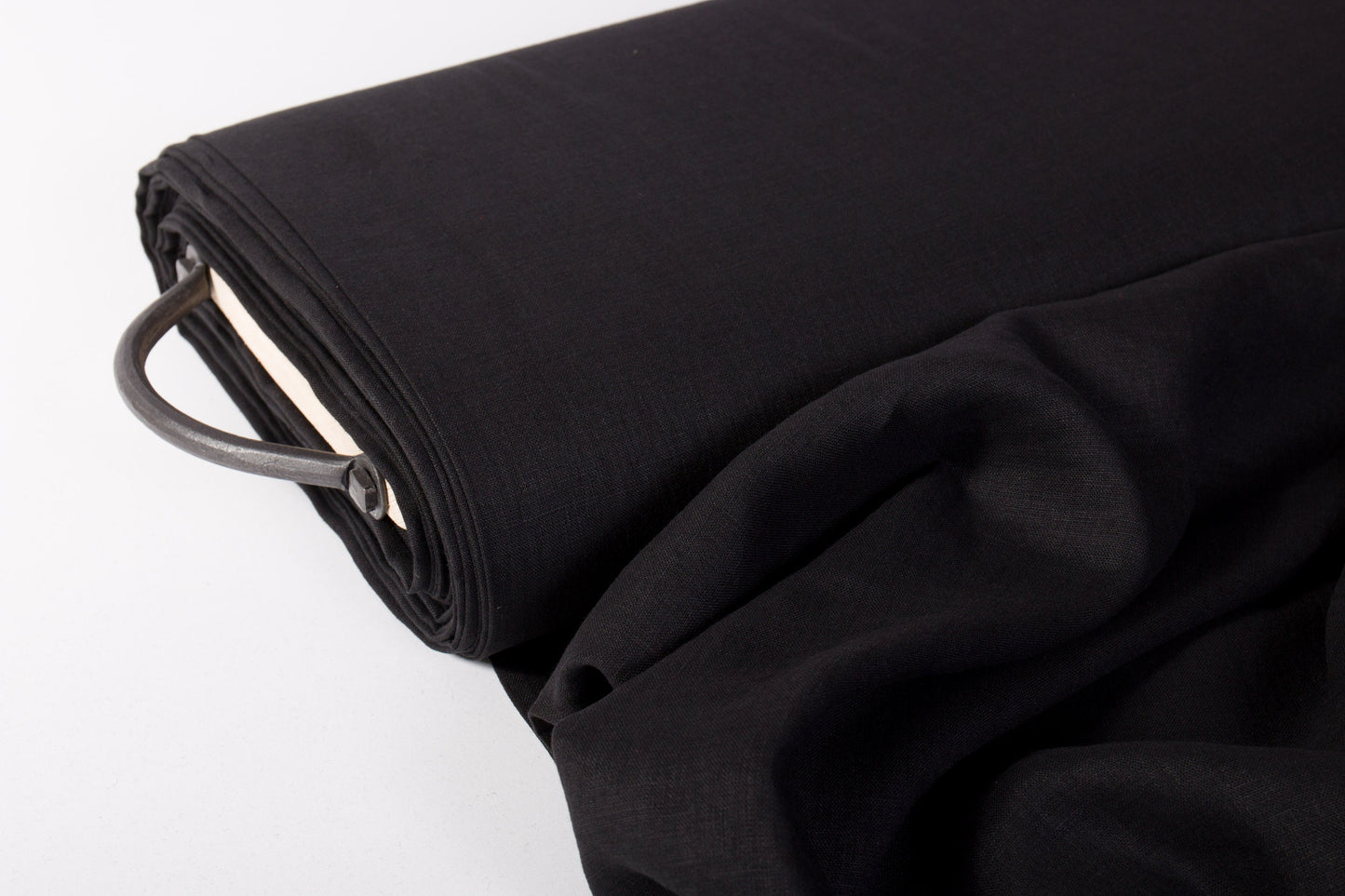 Black Linen Fabric — Washed, Heavyweight (280 gsm)
