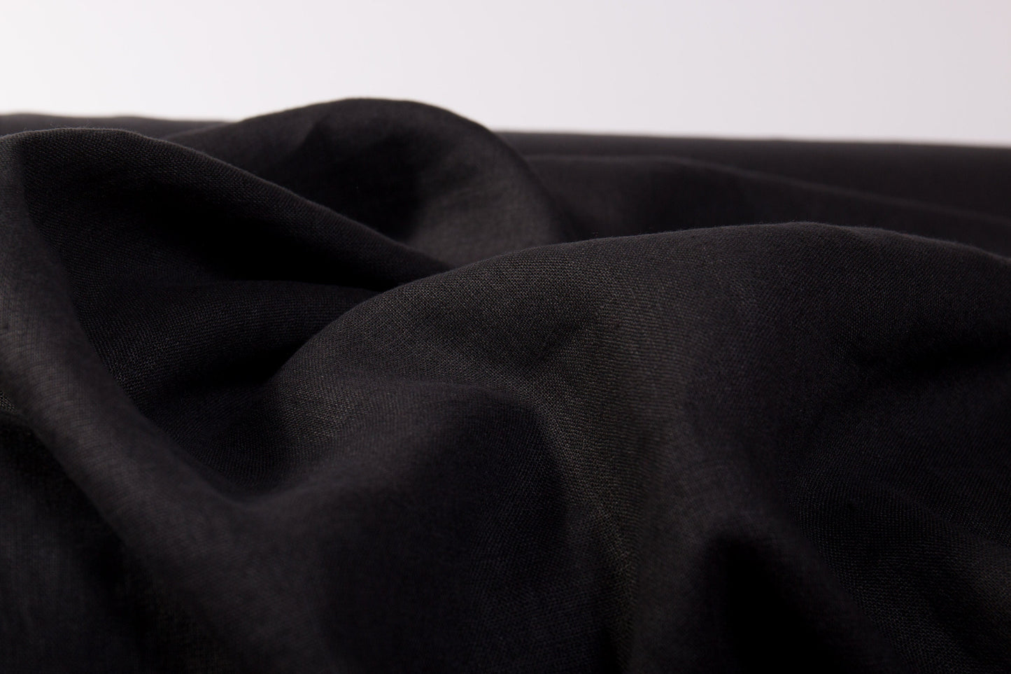 Pure Linen Fabric, Black — Lightweight (135gsm)