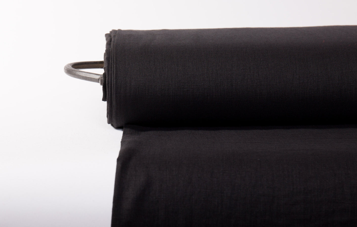 Black Linen Fabric — Washed, Heavyweight (280 gsm)