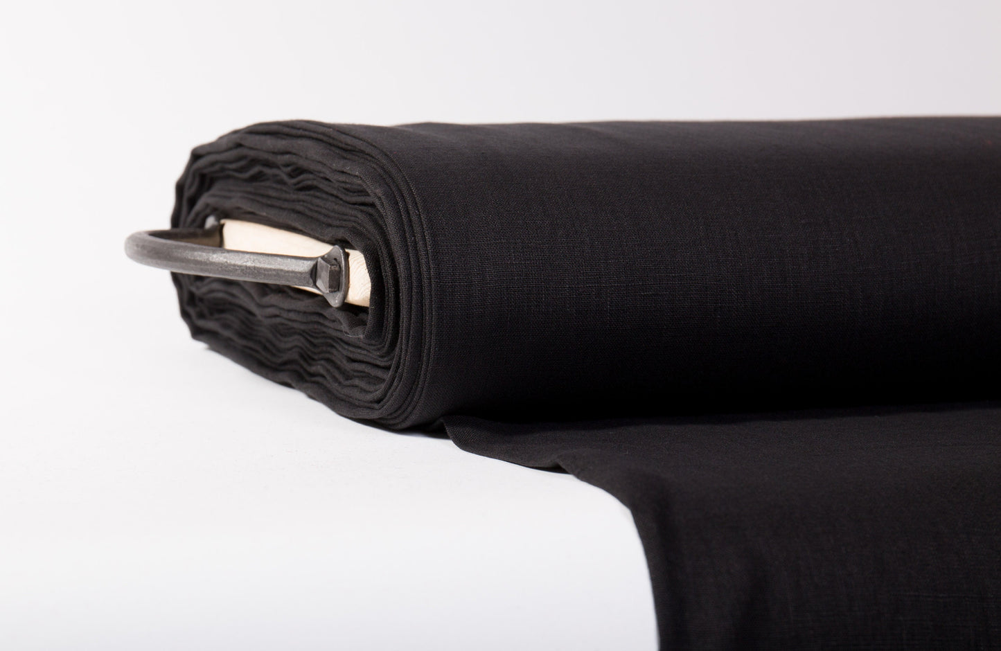Pure Linen Fabric, Black — Lightweight (135gsm)