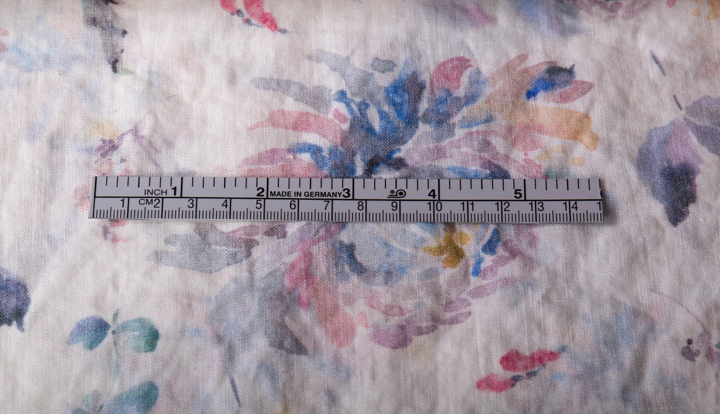Linen Fabric Chrysanthemum Print