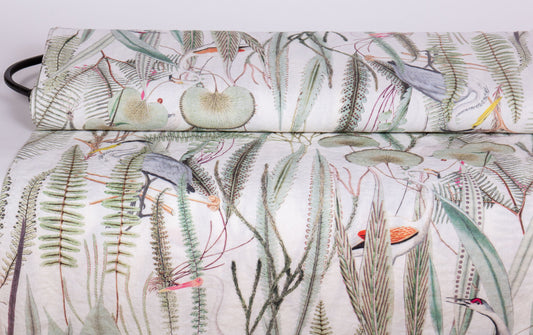 Linen Fabric Birds | EQUATORIAL MAGIC Print