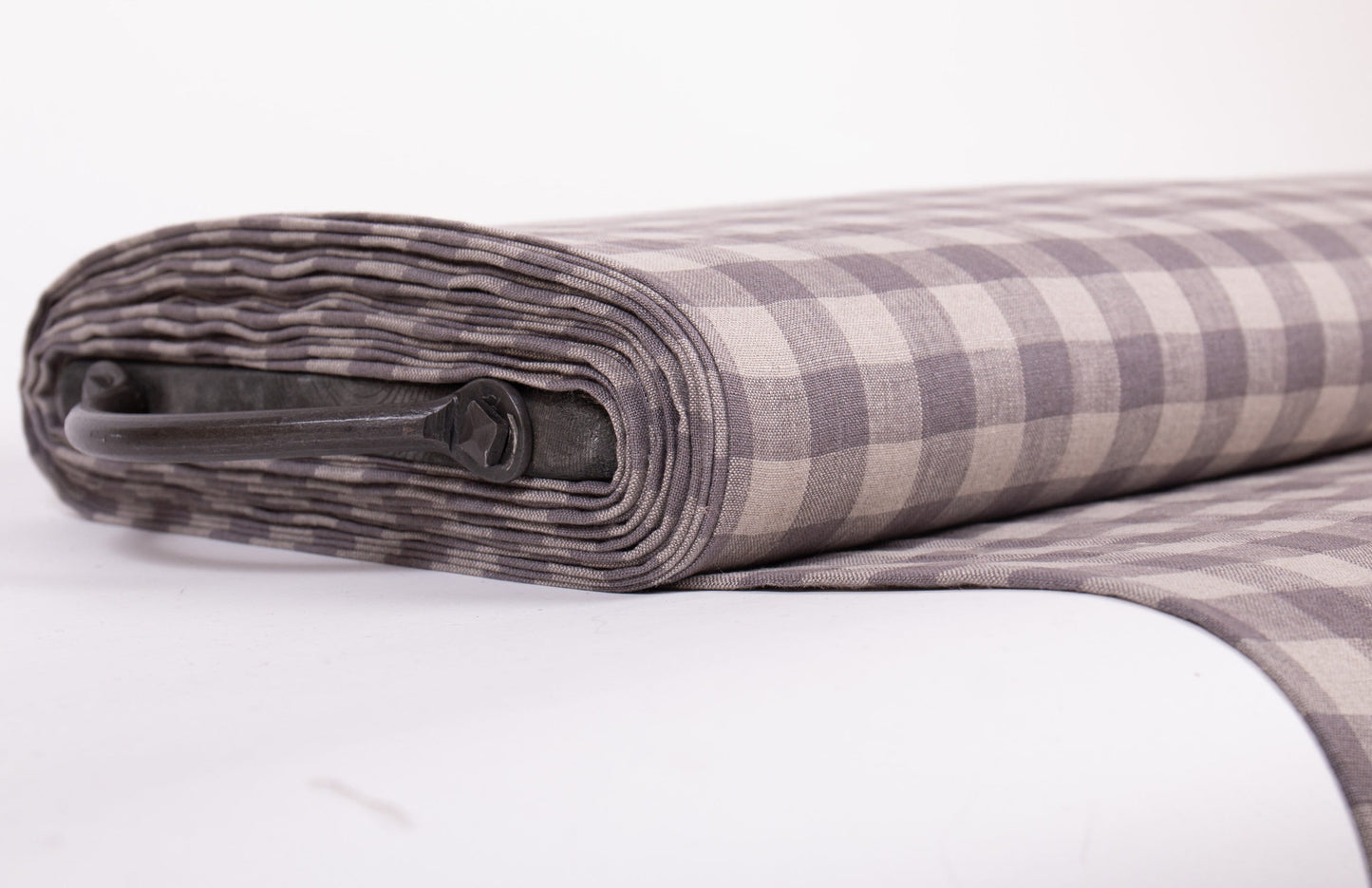 Dove Grey Gingham Linen Fabric (200 gsm)