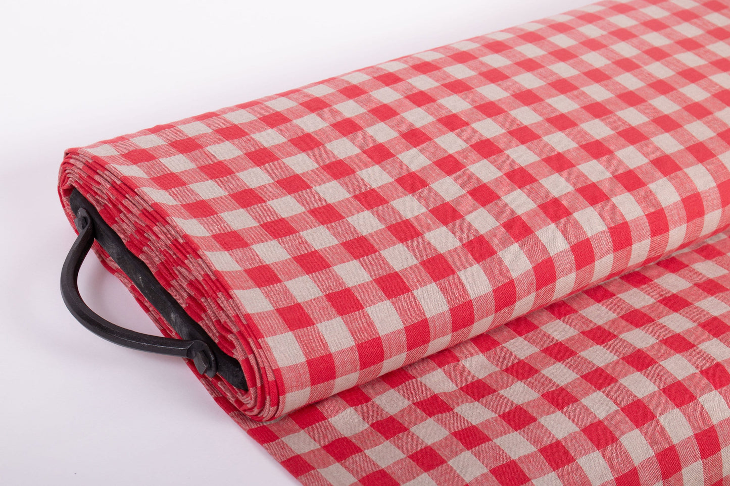 Red Gingham Linen Fabric (200gsm)
