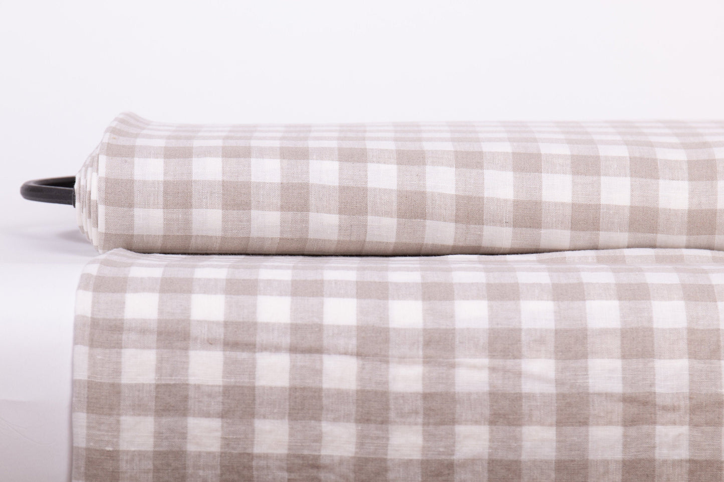 White Gingham Linen Fabric (200gsm)