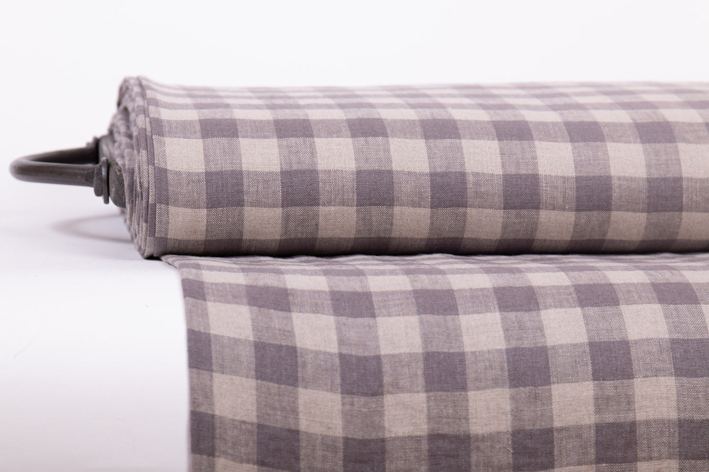 Dove Grey Gingham Linen Fabric (200 gsm)