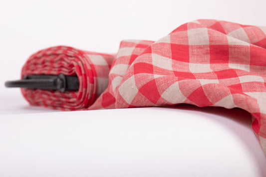 Red Gingham Linen Fabric (200gsm)