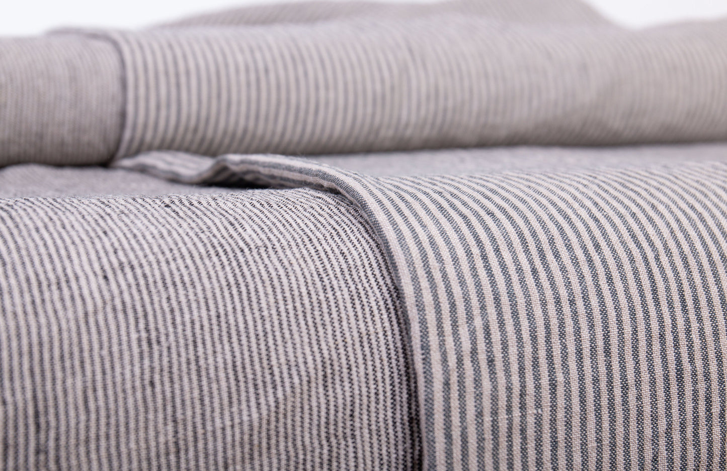 Gray on Natural Striped Linen Fabric (200gsm)