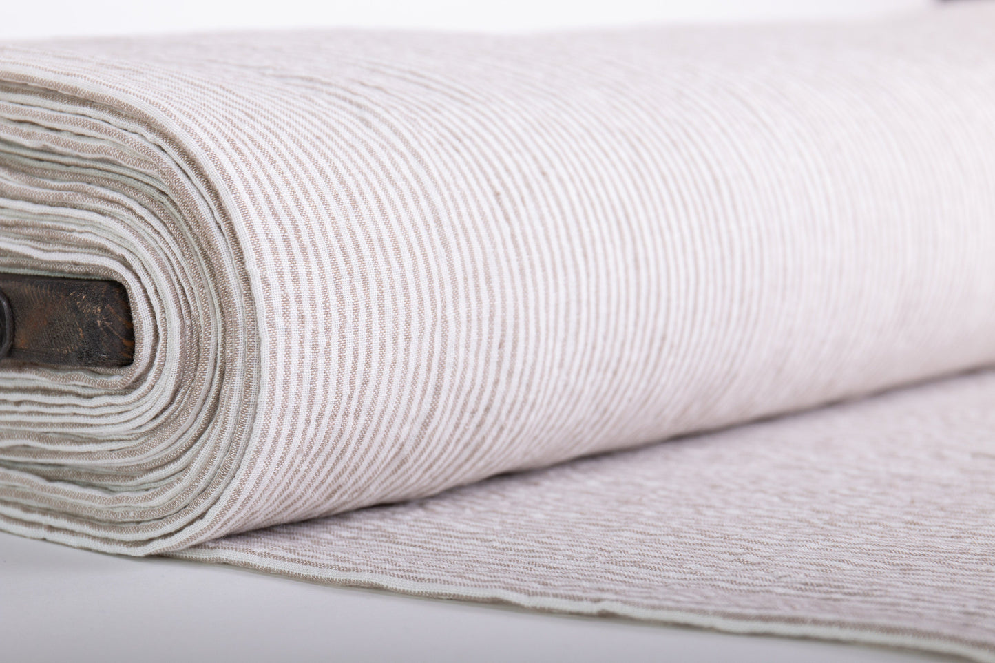 Beige Striped Linen Fabric (200 gsm)