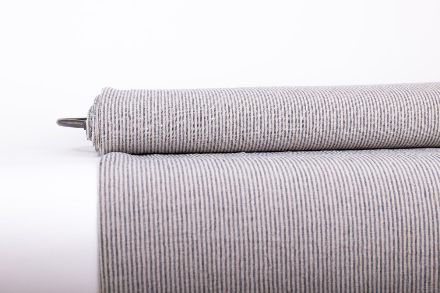 Gray on Natural Striped Linen Fabric (200gsm)