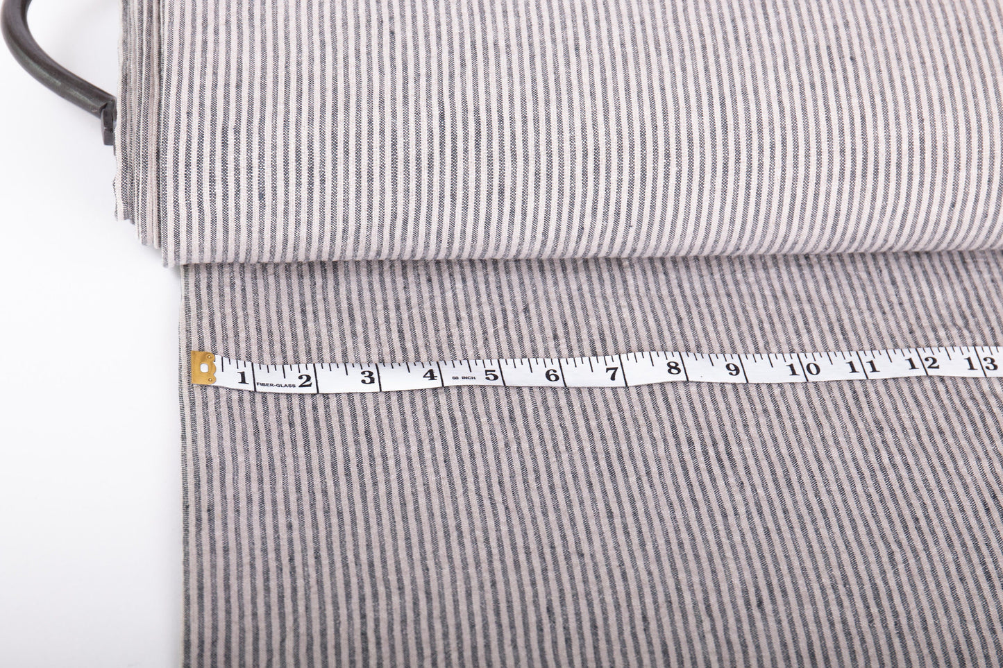 Gray on Natural Striped Linen Fabric (200gsm)