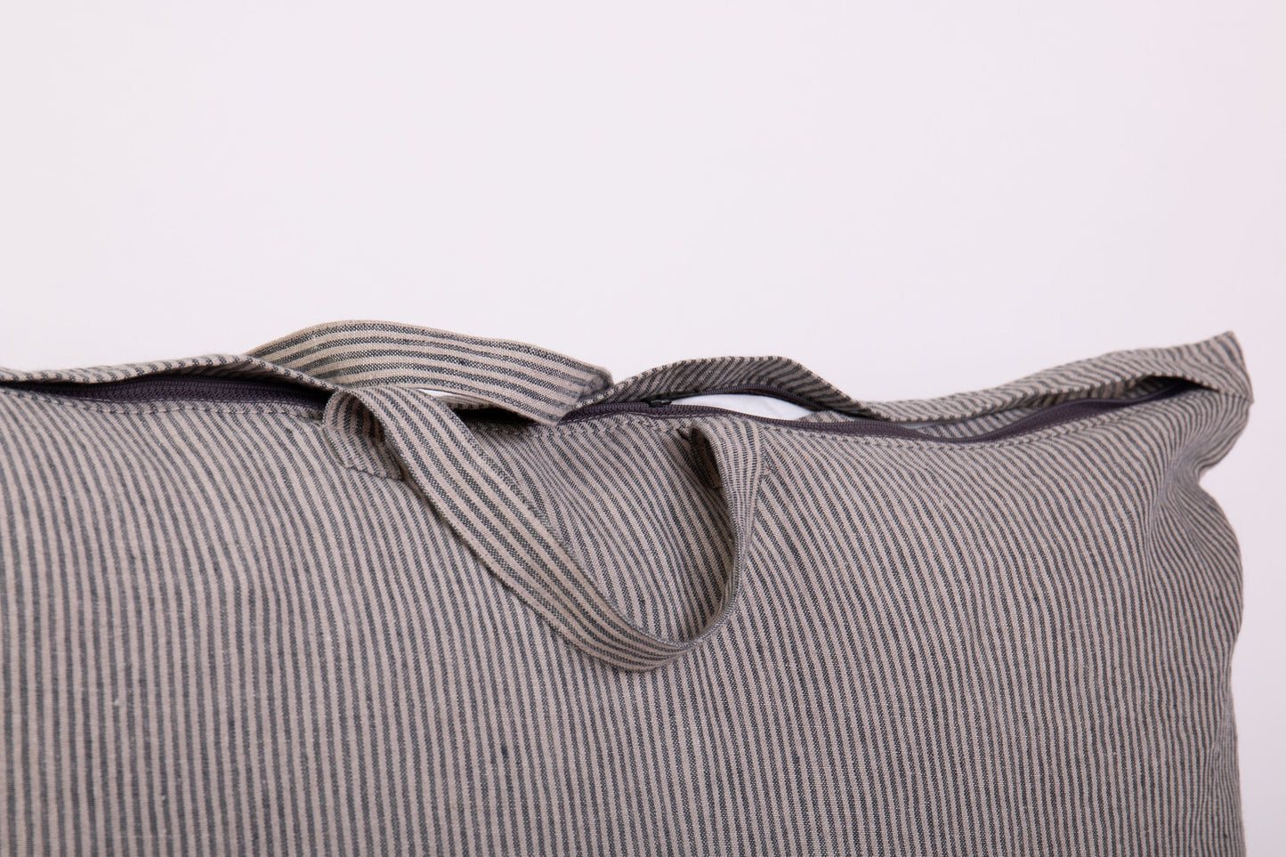 Striped Linen Storage Bags with Handles