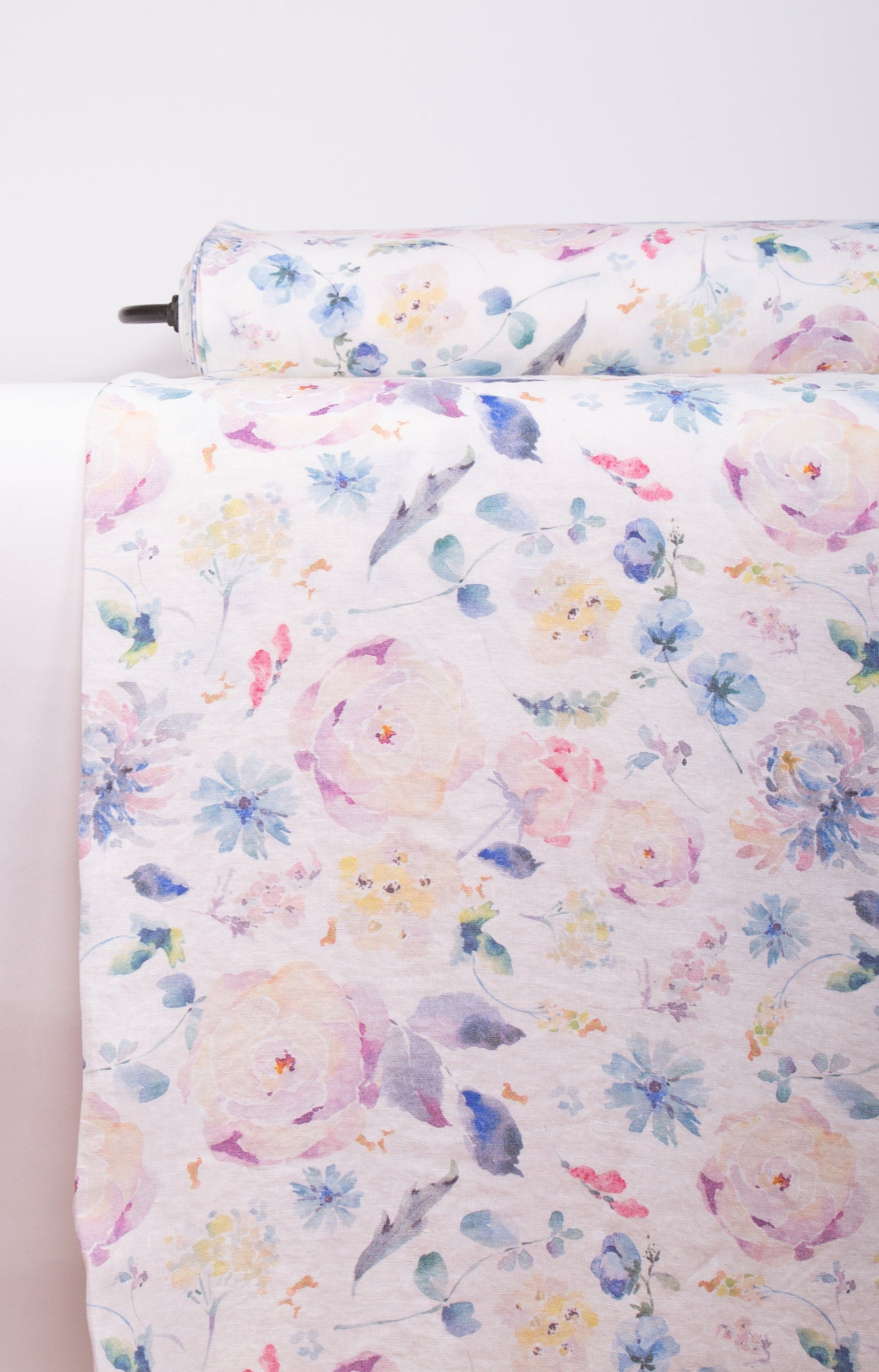 Linen Fabric Vintage Floral Print | Harebell Wild Rose