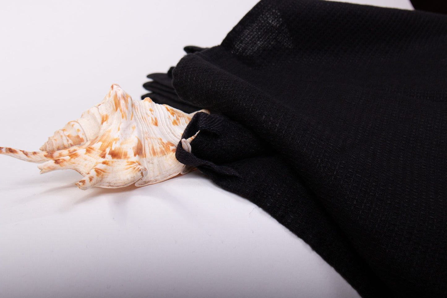 Black Linen Waffle Towels | Bath & Beach