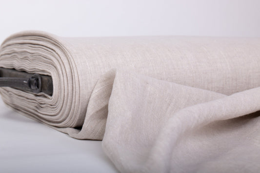 Softened Linen Chambray Fabric, Natural Undyed — Lightweight (135gsm)