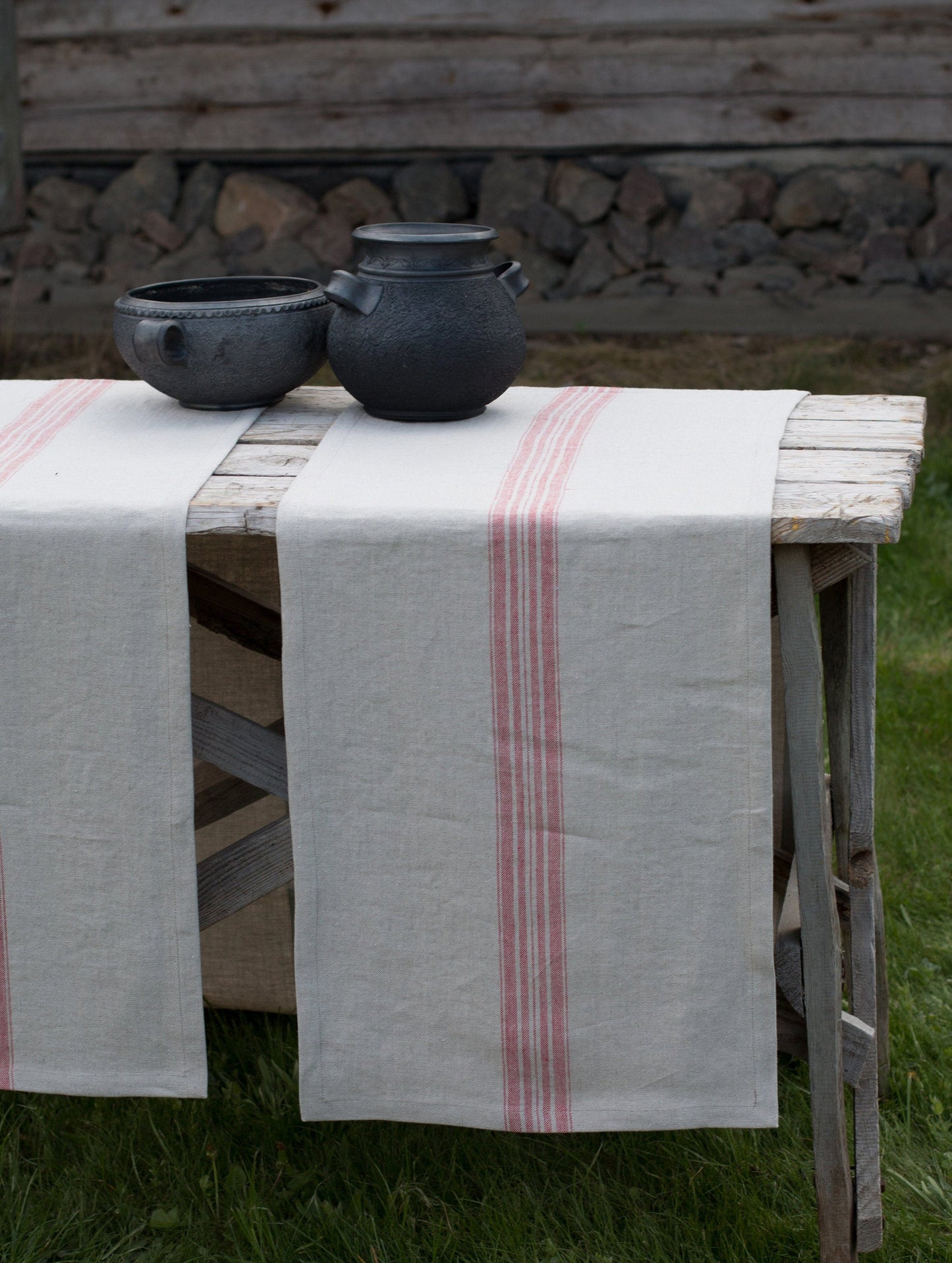 Striped Linen Table Runner | Heavyweight Organic