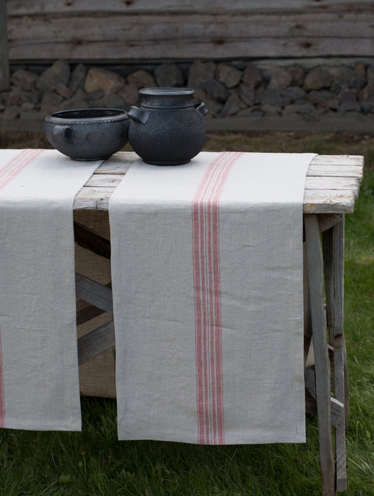 Striped Linen Table Runner | Heavyweight Organic