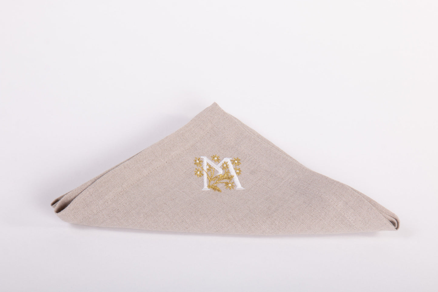 Embroidered Linen Napkins | Initial & Flower