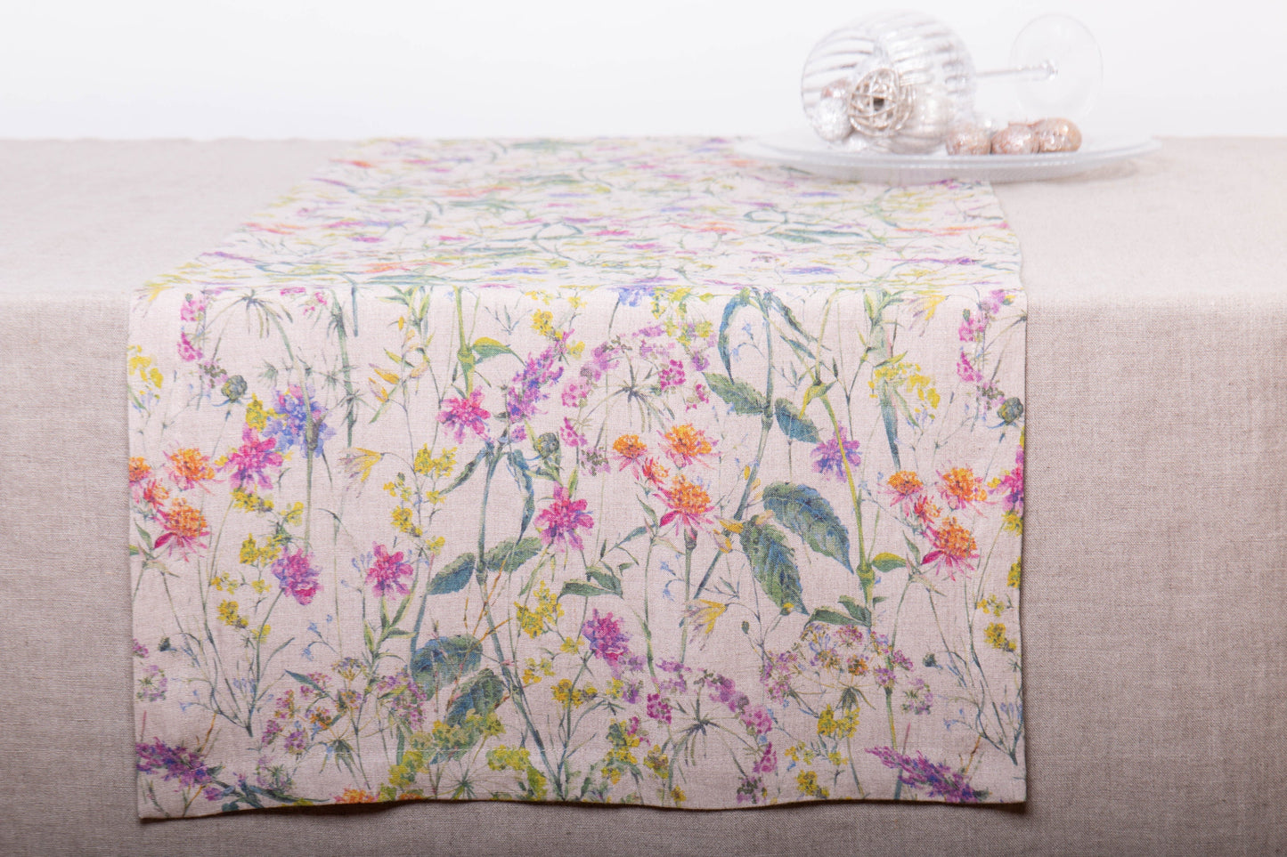 Linen Table Runner | Flower Fiesta Print