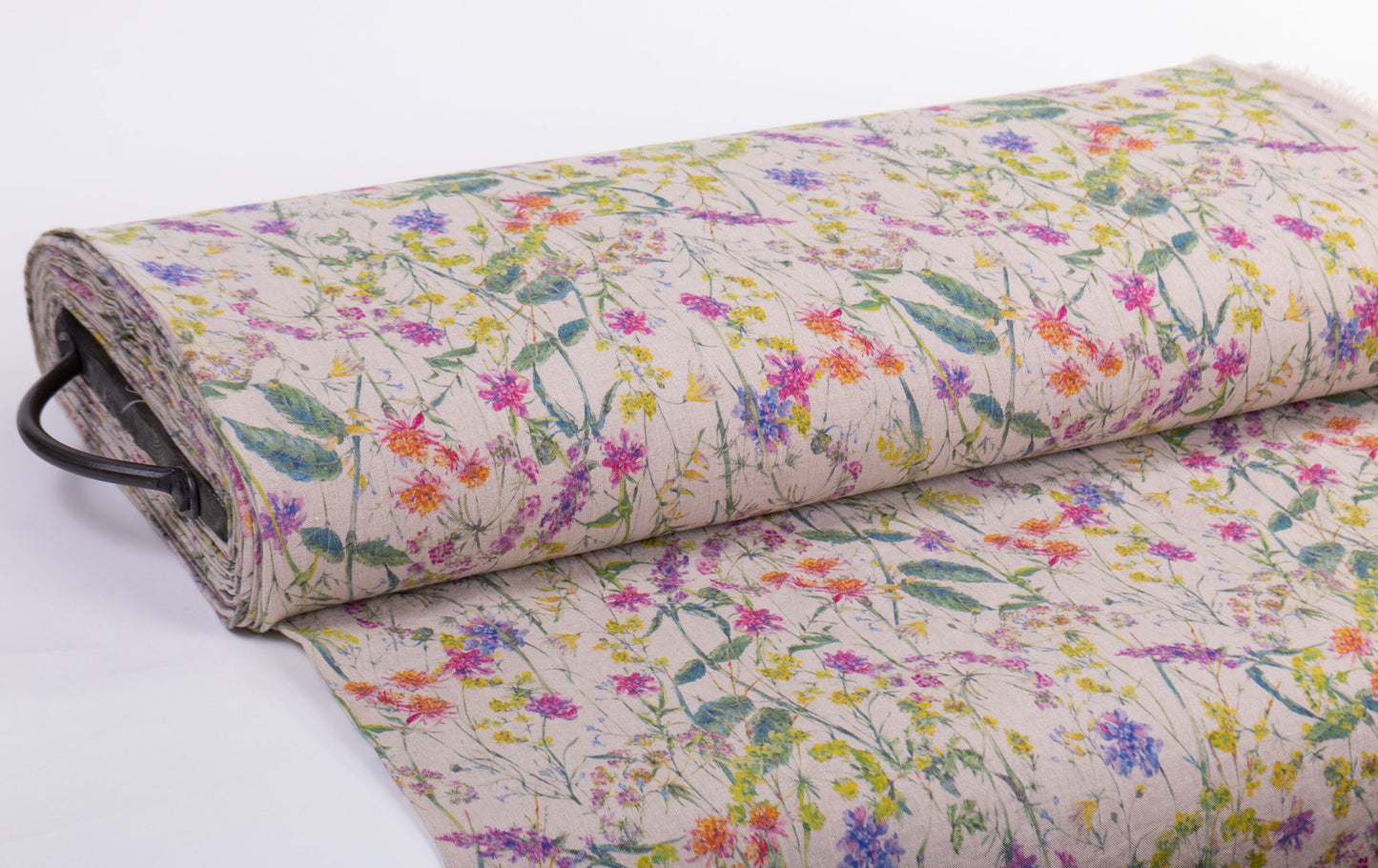 Linen Fabric Floral | FLOWERS FIESTA Natural