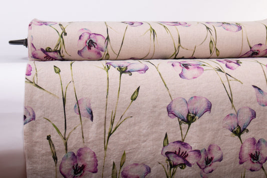 Linen Fabric California Poppy | Natural Undyed