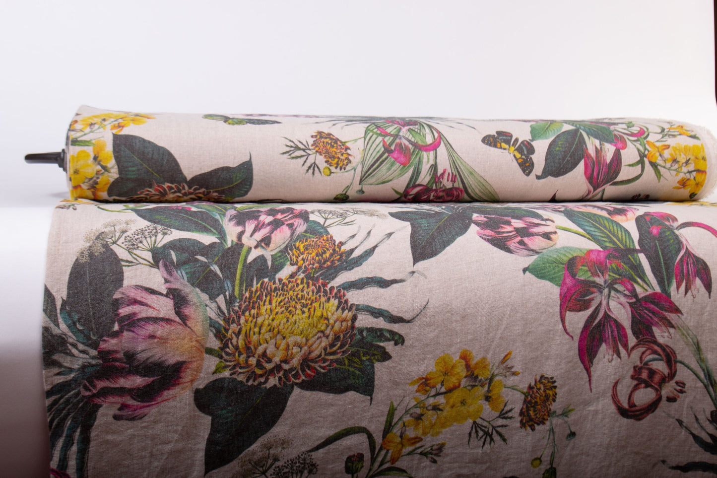 Linen Fabric Tulip Print | Natural Undyed