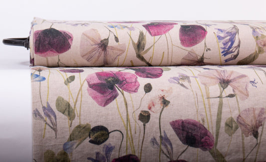 Poppy Field Linen Fabric: European Flax